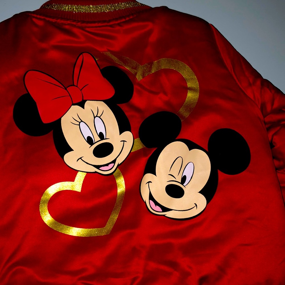 Minnie wMickey Mouse Sports Bomber Jacket